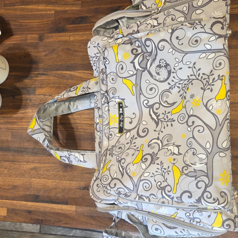 Ju-Ju-Be Gray and Yellow Bird Pattern Bag